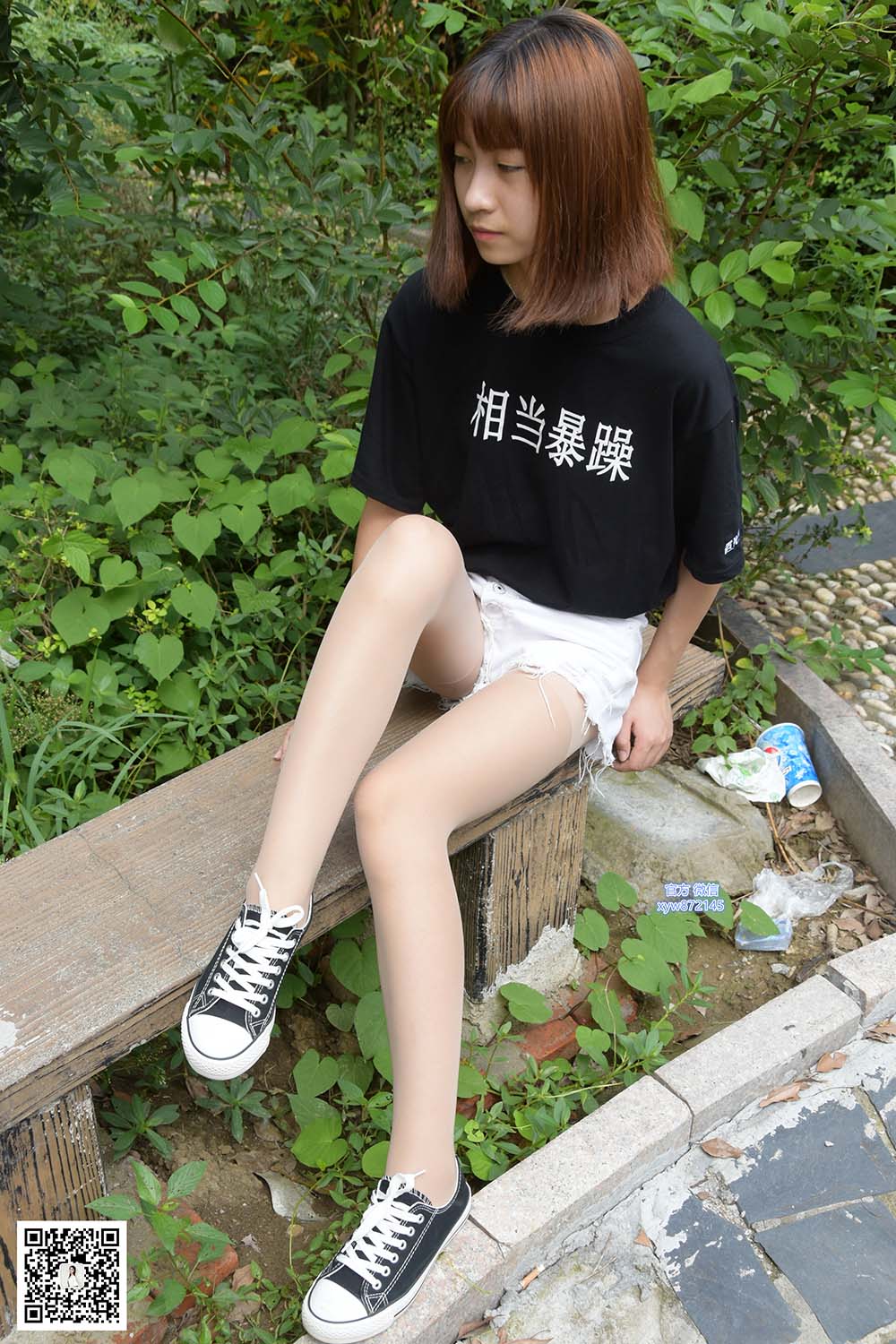 大生模拍 NO.027 圆圆-帆布鞋配丝袜