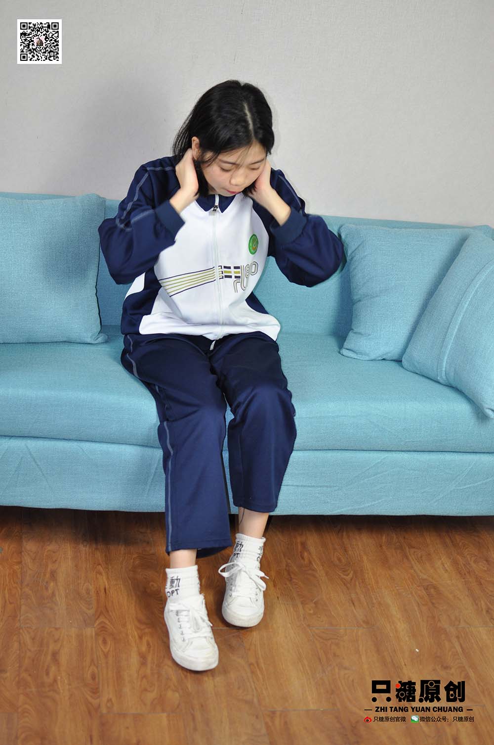 [只糖棉袜]NO.003 嘉欣－嘉欣 运动风白棉袜