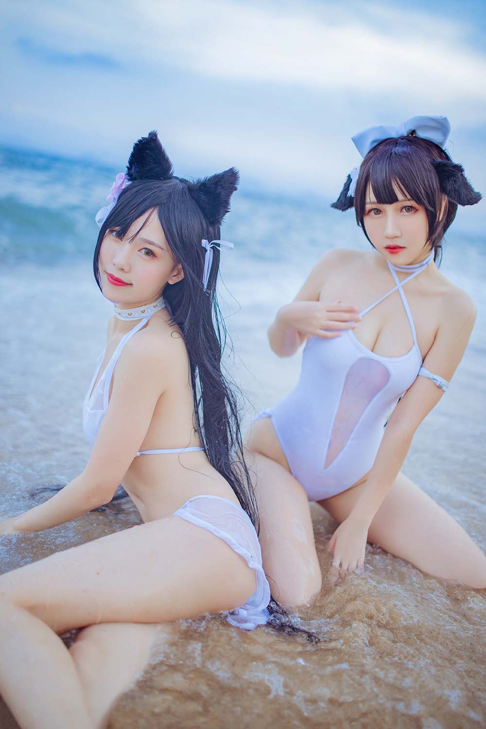 抖娘-利世图集 – 抖娘×不呆猫 獒犬海边泳装 预览图 - 2