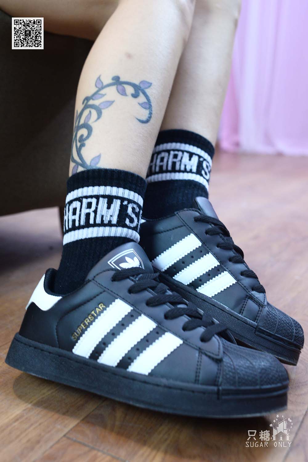 [只糖棉袜]NO.055 夏颜 个性十足的黑色AD贝壳头