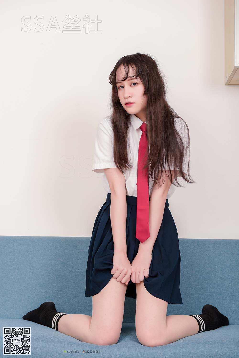 [SSA丝社]超清写真 NO.141 丹丹 JK制服黑色半膝袜肉丝穿搭示范