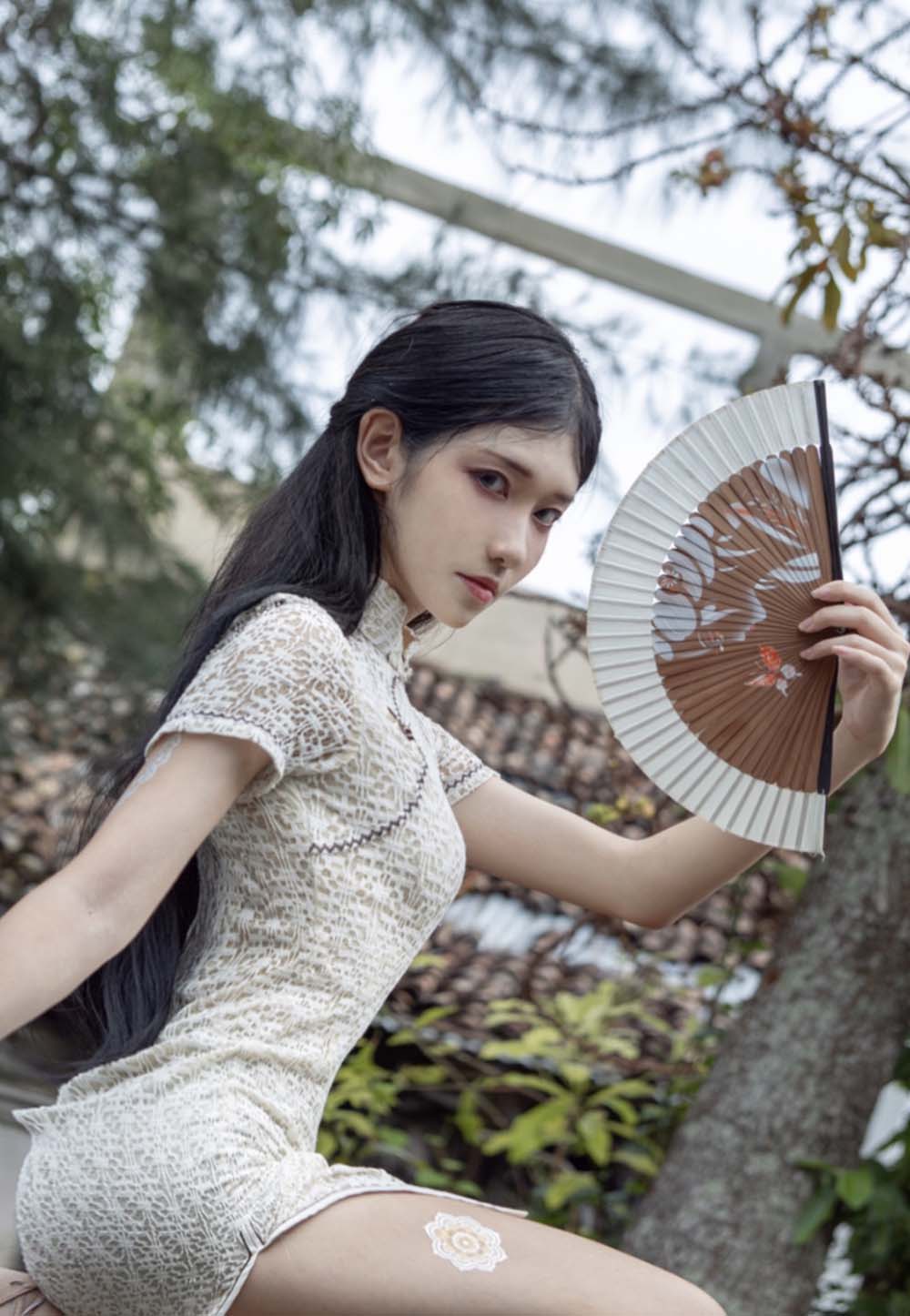 南桃Momoko – 白旗袍 预览图 - 2