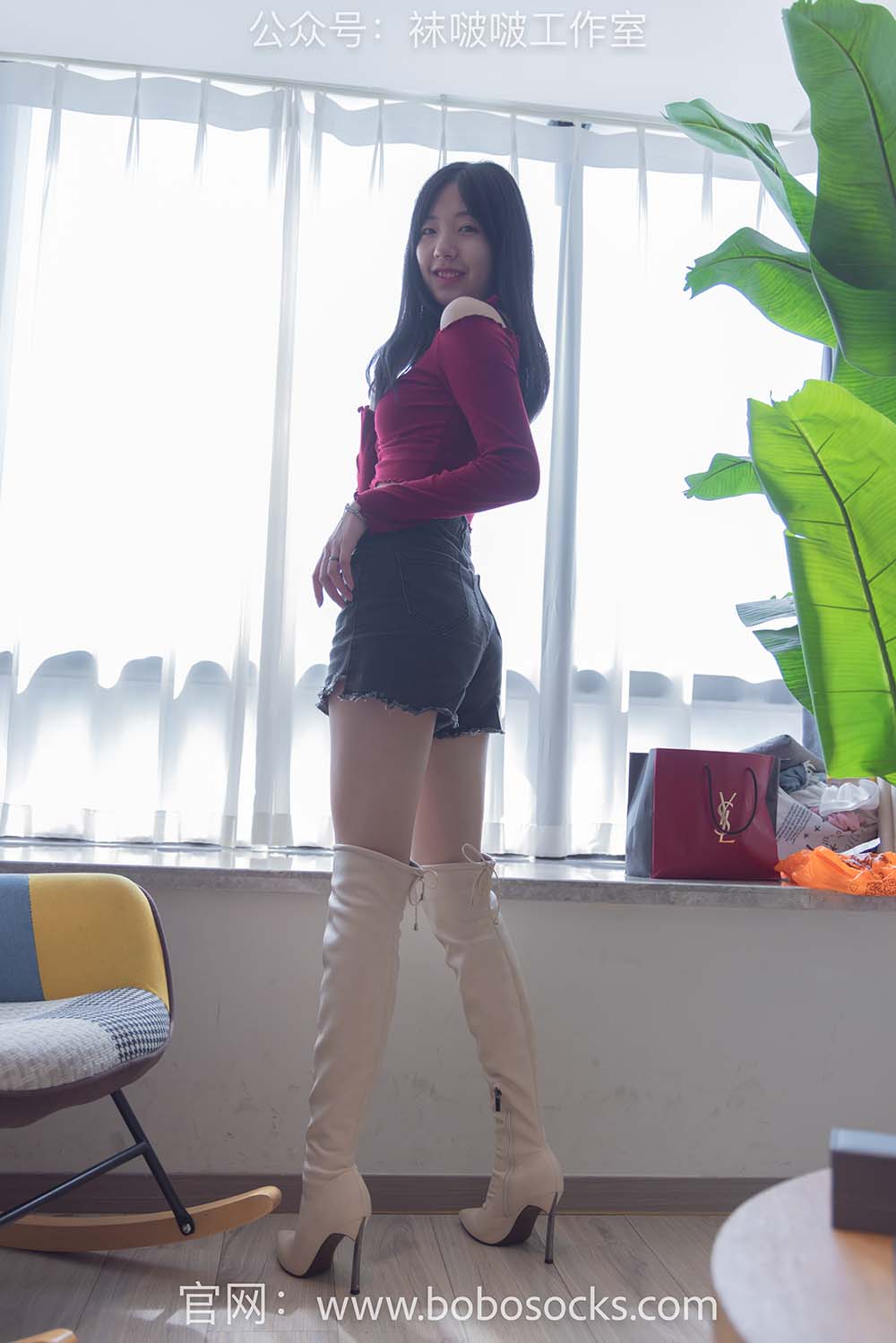 [BoBoSocks袜啵啵]NO.120 小甜豆-高跟长靴、白棉袜、裸足