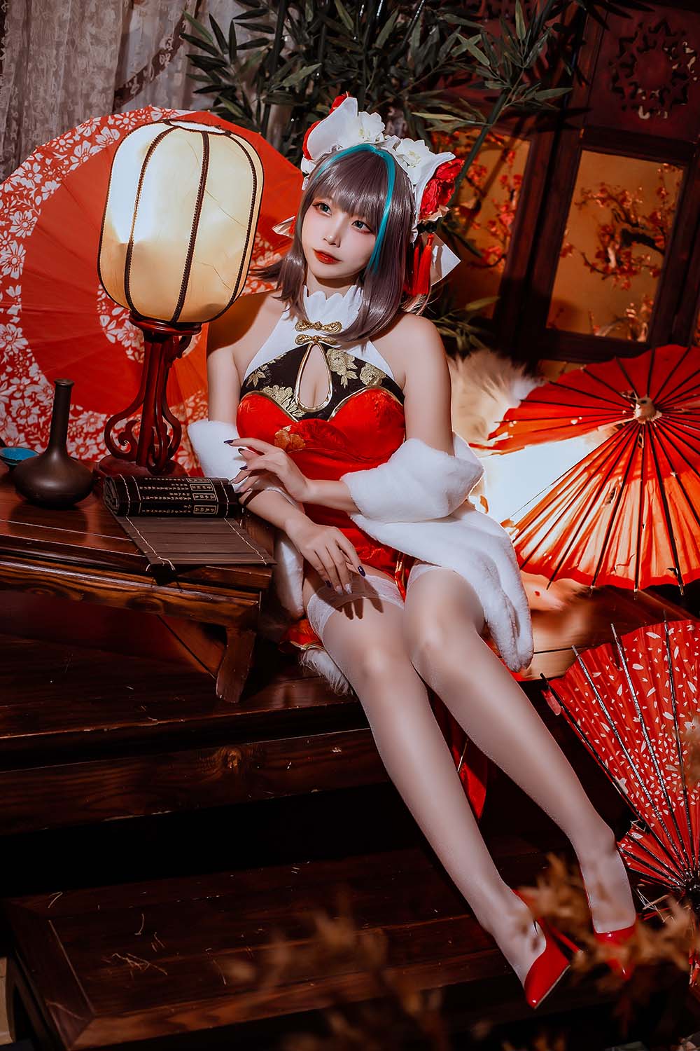 二佐Nisa – 碧蓝 柴郡旗袍