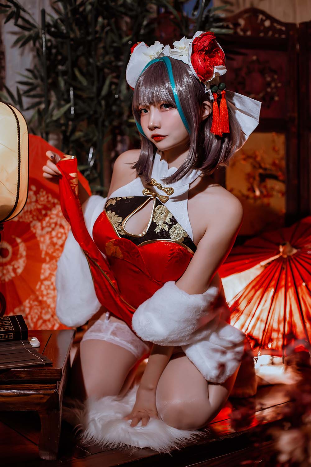 二佐Nisa – 碧蓝 柴郡旗袍 预览图 - 2
