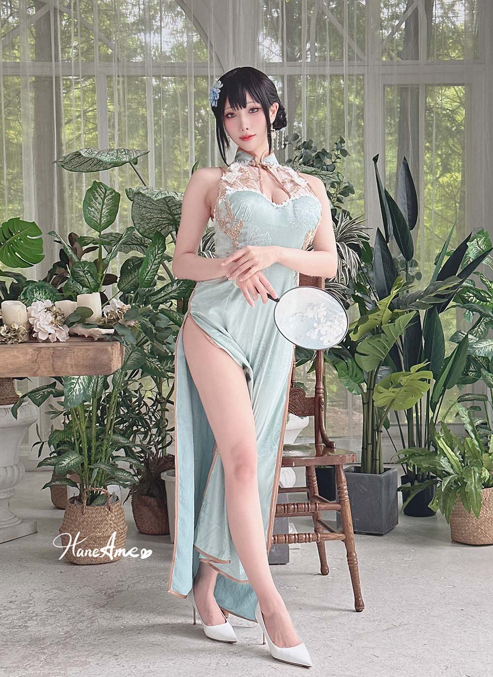 Hane Ame 雨波写真 – 綠韻旗袍 预览图 - 2