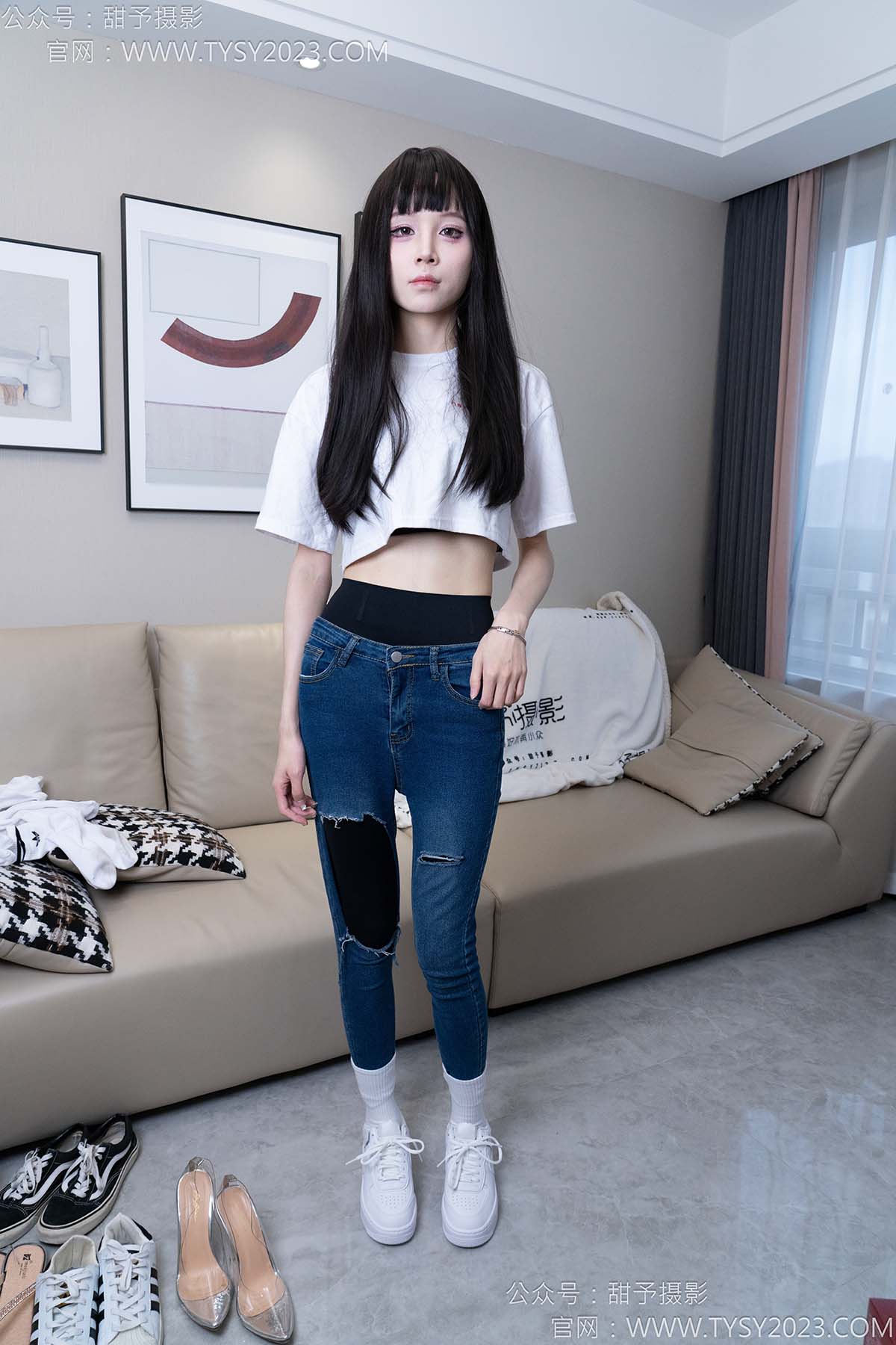 甜予摄影 NO.179 珞珞-高跟鞋、板鞋、人字拖、白棉袜