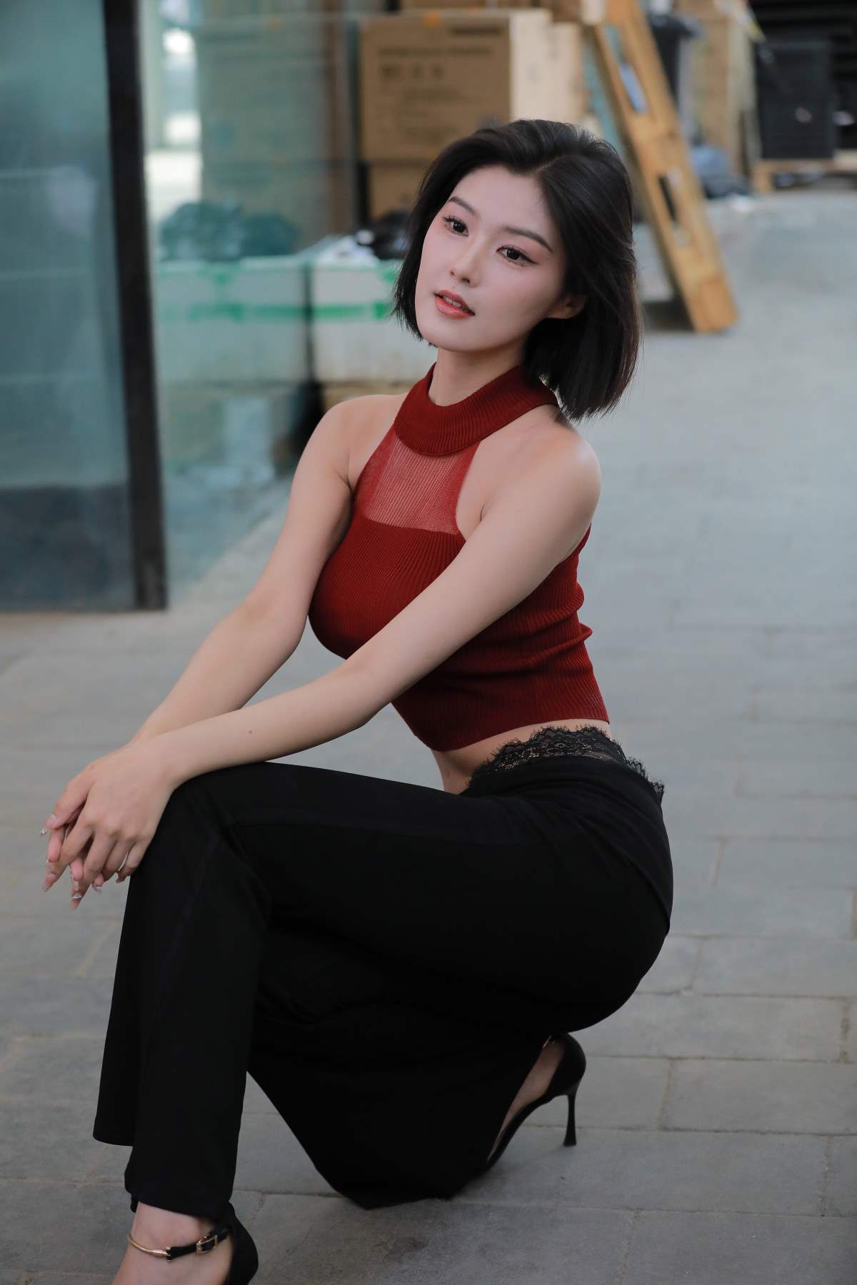 精选街拍作品 NO.4853 黑色紧身裤