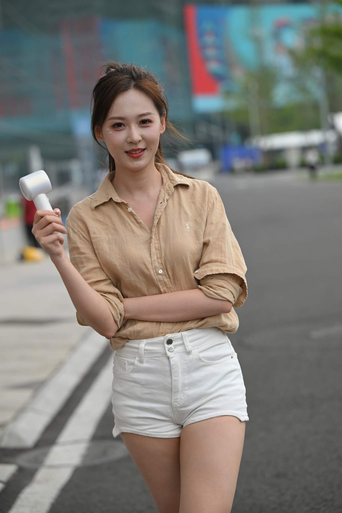 精选街拍作品 NO.4896 甜美白色短裤