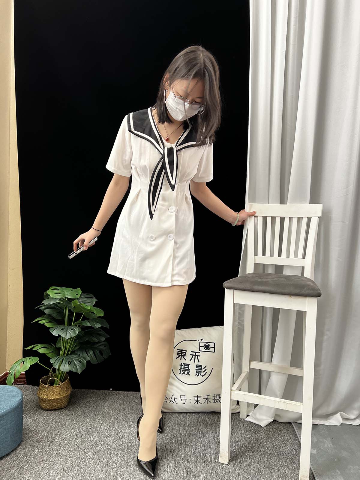 三禾摄影 NO.013 海军白裙 高跟